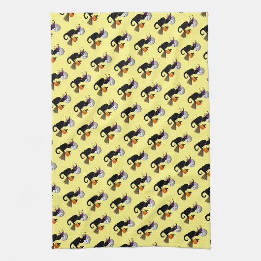 Le Chat Noir Halloween Witch キッチンタオル (縦)