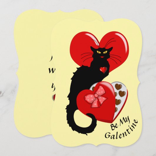 Le Chat Noir Heart Candy Valentine's Day  招待状 (正面/裏面)