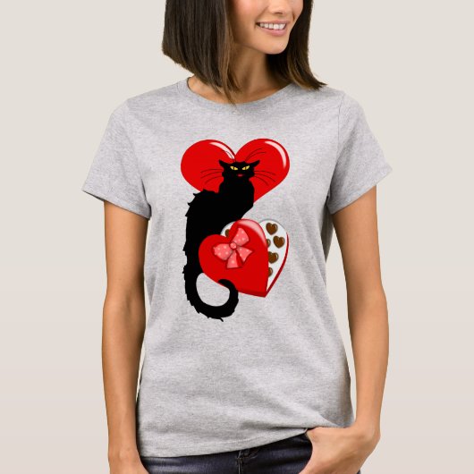Le Chat Noir Heart Candy Valentine's Day  Tシャツ (正面)