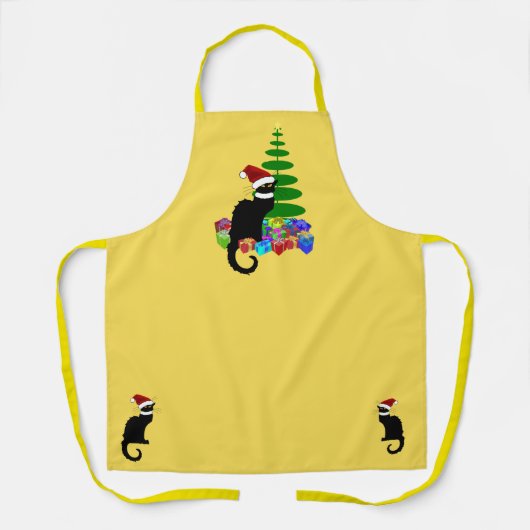 Le Chat Noir Santa Hat Christmas エプロン (正面)