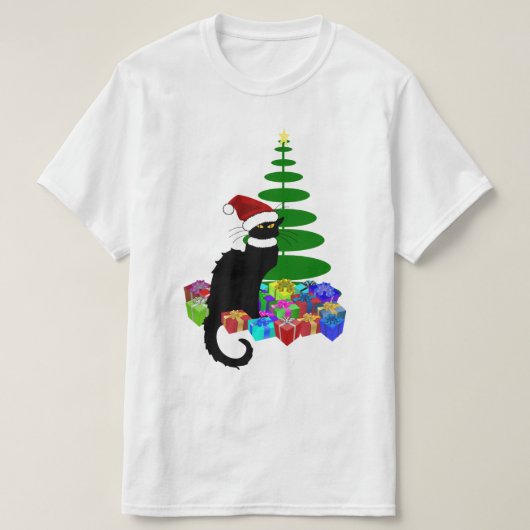 Le Chat Noir Santa Hat Christmas Tシャツ (デザイン正面)