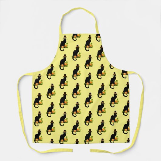 Le Chat Noir Thanksgiving and Pilgrim Turkey エプロン (正面)