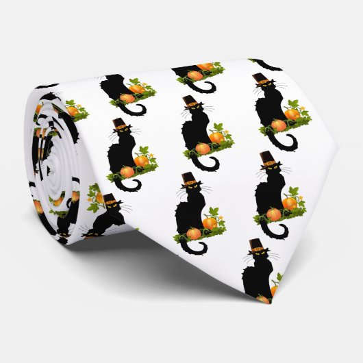 Le Chat Noir Thanksgiving and Pilgrim Turkey ネクタイ (ロール)
