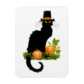 Le Chat Noir Thanksgiving and Pilgrim Turkey マグネット (縦)