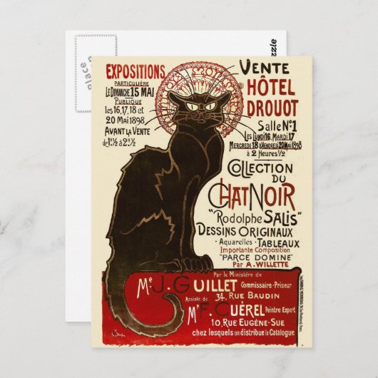 Le Chat Noir、Vente Hôtel Drouot ポストカード (正面/裏面)