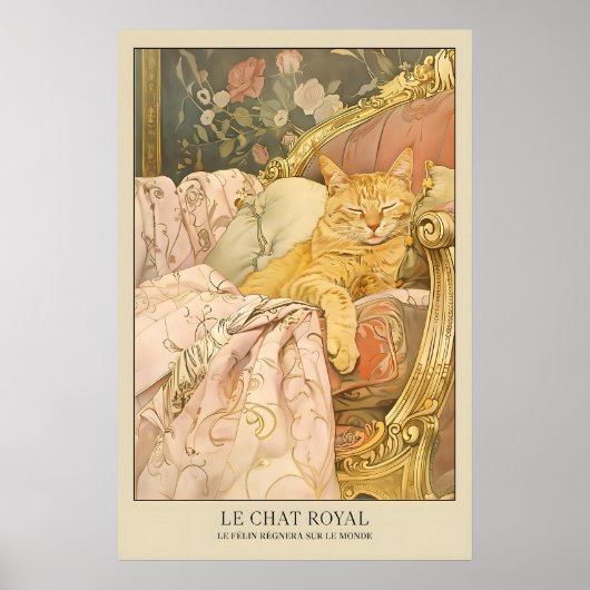 Le Chat Royal Cat Art Print French Style Feline ポスター (正面)