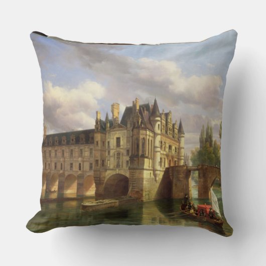 Le Chateau de Chenonceau 1843年(キャンバスの油) クッション (正面)