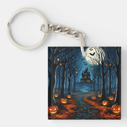 Le chemin de la forêt hantée- Halloween キーホルダー (正面)