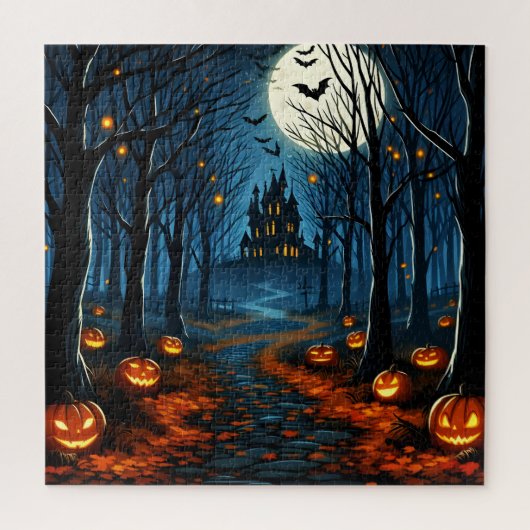 Le chemin de la forêt hantée- Halloween ジグソーパズル (縦)