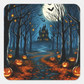 Le chemin de la forêt hantée- Halloween スクエアシール (正面)