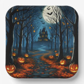 Le chemin de la forêt hantée- Halloween ペーパープレート (正面)