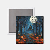 Le chemin de la forêt hantée- Halloween マグネット (正面/裏面)