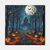 Le chemin de la forêt hantée- Halloween マグネット (正面)