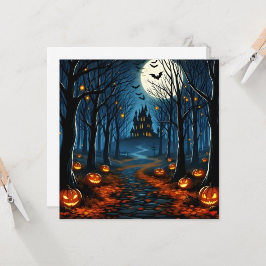 Le chemin de la forêt hantée- Halloween 招待状 (正面/裏面インサイチュ)