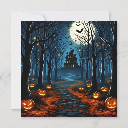 Le chemin de la forêt hantée- Halloween 招待状 (正面)