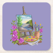 Le chevalet del'artiste peintre. スクエアペーパーコースター (正面)