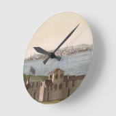 「Le Costume Ancienからのボストンの眺め、とモダン ラウンド壁時計 (傾斜)