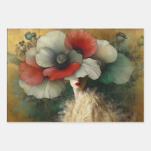 Le Femme Poppy Decoupage Flat Wrapping Gift Paper