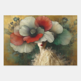 Le Femme Poppy Decoupage Flat Wrapping Gift Paper ラッピングペーパーシート