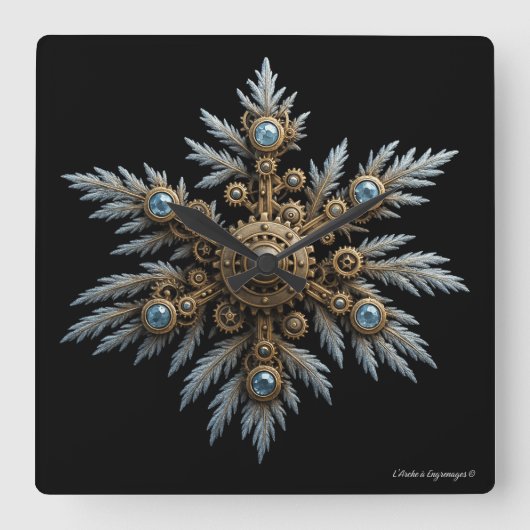 Le Flocon de Sidera – Artefact steampunk - スクエア壁時計 (正面)