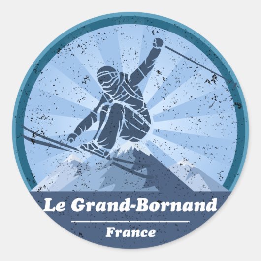 Le Grand-Bornand Station de ski Skieur - Sticker ラウンドシール (正面)