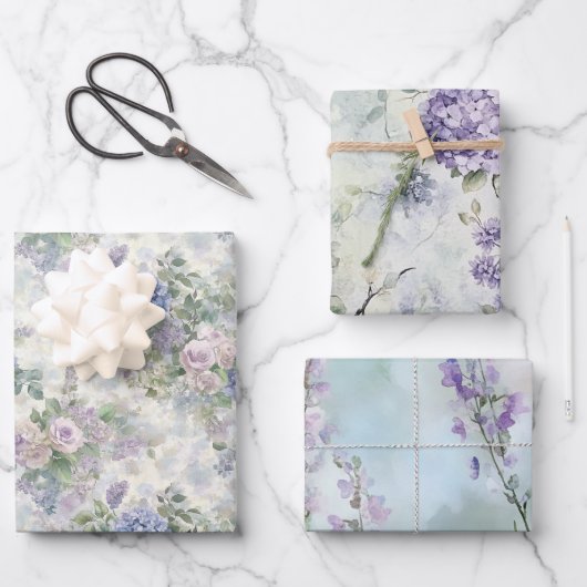 Le Jardin (the garden) Pretty Floral Wedding ラッピングペーパーシート (正面)