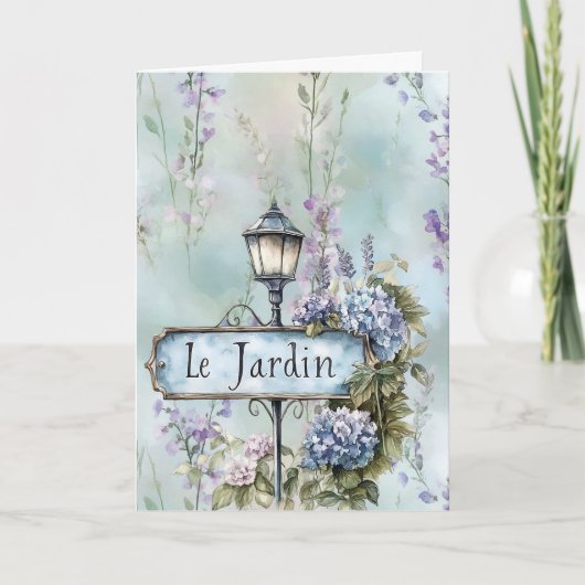 Le Jardin (the garden) Pretty Purple Flowers カード (正面)