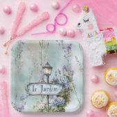 Le Jardin (the garden) Pretty Purple Flowers ペーパープレート (パーティー)