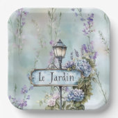 Le Jardin (the garden) Pretty Purple Flowers ペーパープレート (正面)