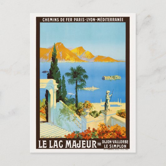 Le Lac Majeur France Vintage Poster 1913 ポストカード (正面)