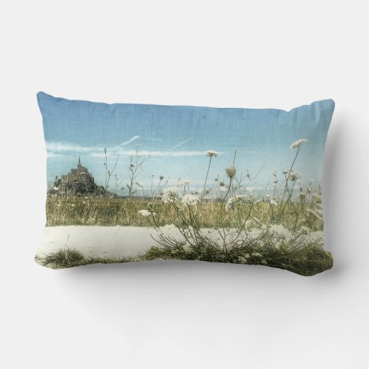Le Mont Saintマイケルの意見のノルマンディーフランスのクッション ランバークッション (裏面)