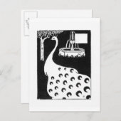 「Le Morte d'Arthur」のからの孔雀のモチーフ、(litho) ポストカード (正面/裏面)