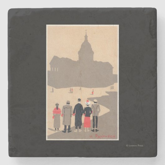 Le PantheonのアールデコSceneParis、フランス ストーンコースター (正面)