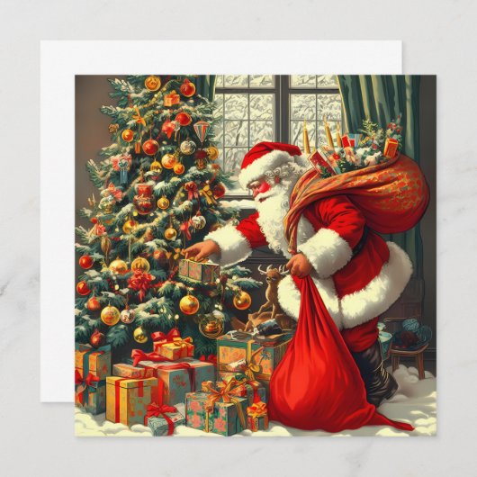 Le Père Noël apporte la joie aux enfants カード (正面/裏面)