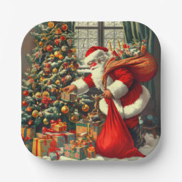 Le Père Noël apporte la joie aux enfants ペーパープレート