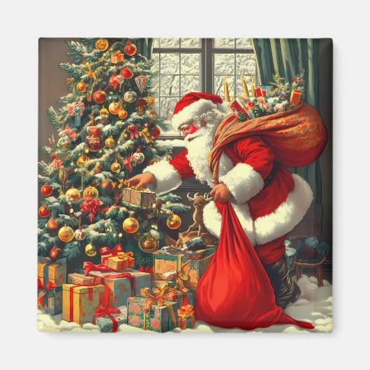 Le Père Noël apporte la joie aux enfants マグネット (正面)