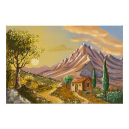 Le sentier du cabanon en montagne. ポスター