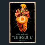 Le Soleil Conserves Vintage Ad ポスター<br><div class="desc">Vintage Label Art are paper labels that have been used since the early 1880s. They were introduced to America by European artists, and this printing process became known as lithography. This was one of the first forms of commercial art. This French ad is for “conserves” which is food that has...</div>