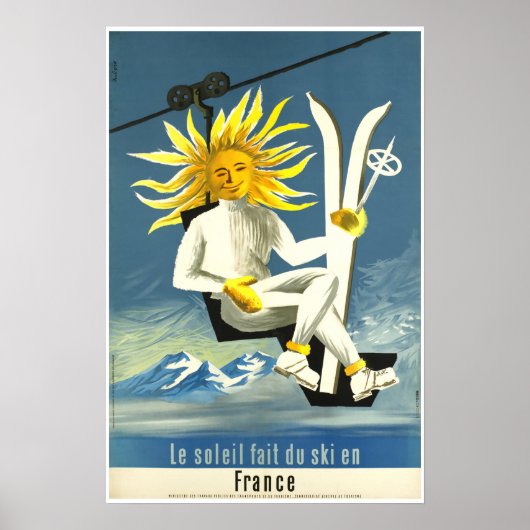 Le soleil fait du ski en France, Ski Poster ポスター (正面)