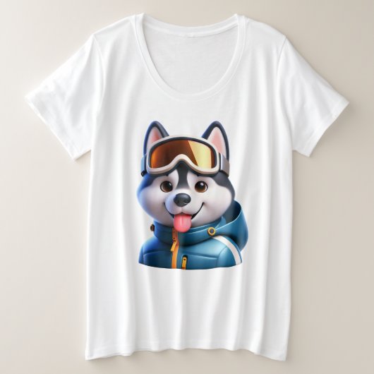 Le Super Husky Aventurier プラスサイズTシャツ (デザイン正面)