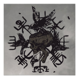 Le symbole Vegvisir autour d'un crâne ポスター