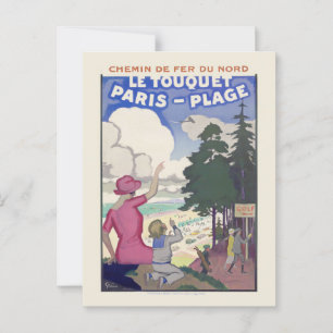 Le Touquet-Paris-Plage Vintage Poster 1920s ポストカード