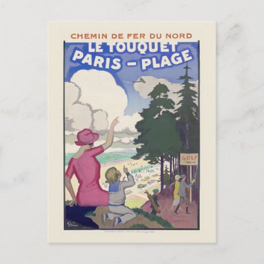Le Touquet-Paris-Plage Vintage Poster 1920s ポストカード (正面)