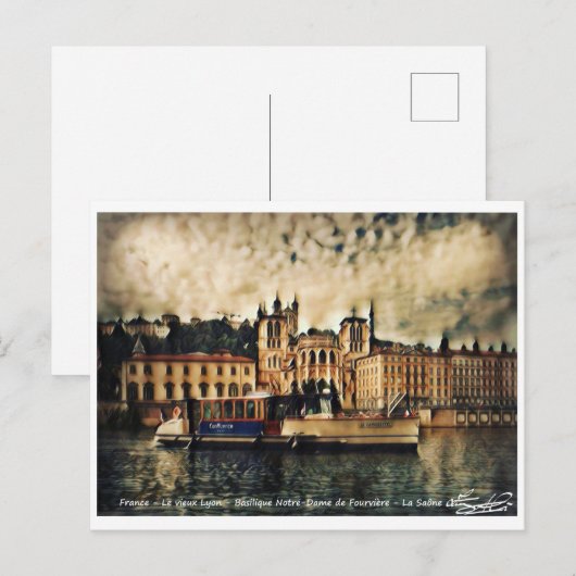 Le vieux Lyon - La Saône ポストカード (正面/裏面)