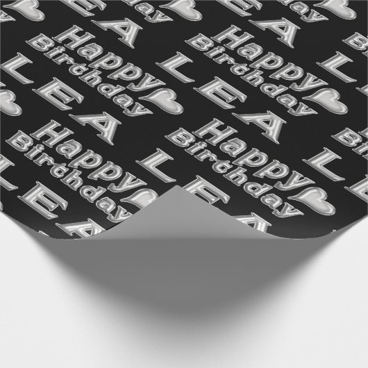 Lea Happy Birthday silver black Geschenkpapier ラッピングペーパー (角)