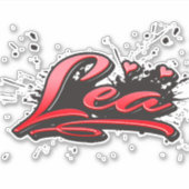 Lea red Heart Graffiti Aufkleber Sticker シール (正面)