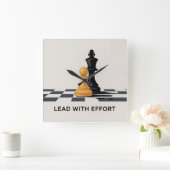 Lead With Effort スクエア壁時計 (ホーム)