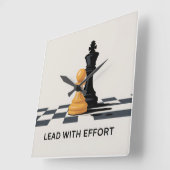 Lead With Effort スクエア壁時計 (傾斜)