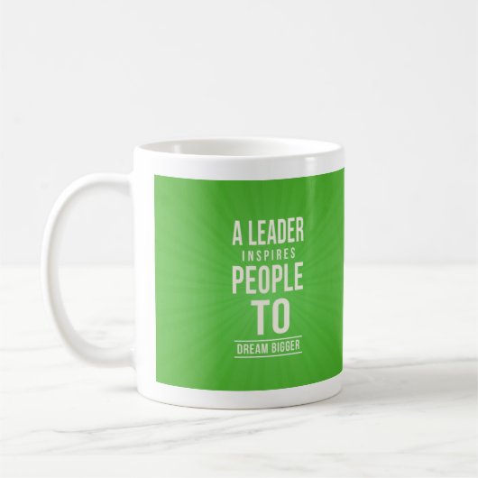 Leader mug - green with quote コーヒーマグカップ (左)