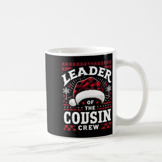 Leader Of The Cousin Crew Christmas Family Matchin コーヒーマグカップ (右)